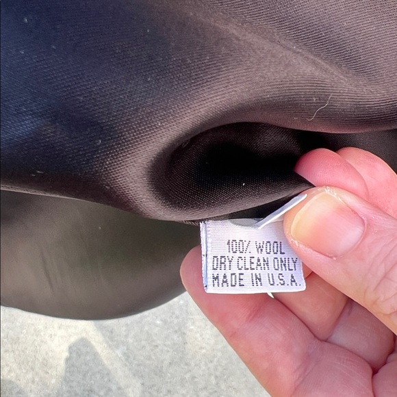 Vintage Marvin Richards USA Full Length Navy Pea Coat Winter Coat Brown Fur Trim - Picture 17 of 17